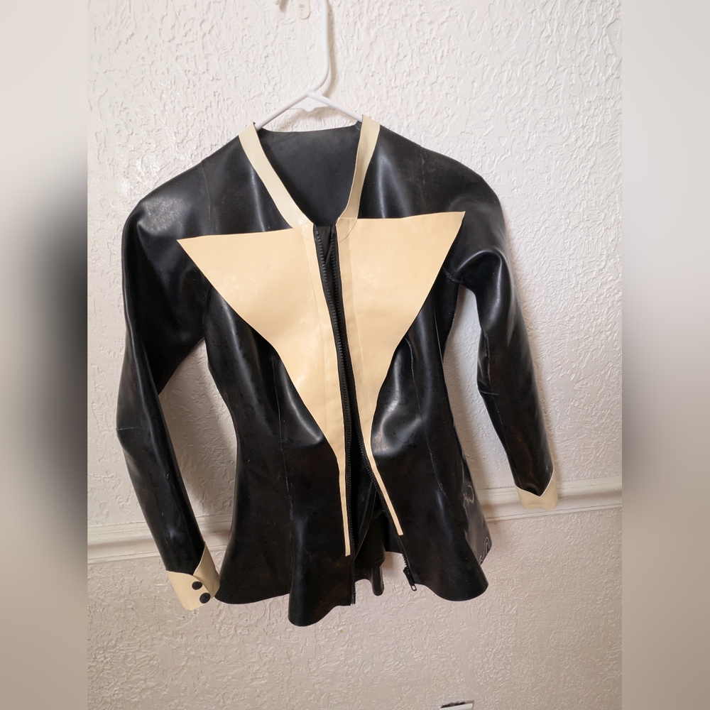 Black and Cream Women's Latex Jacket